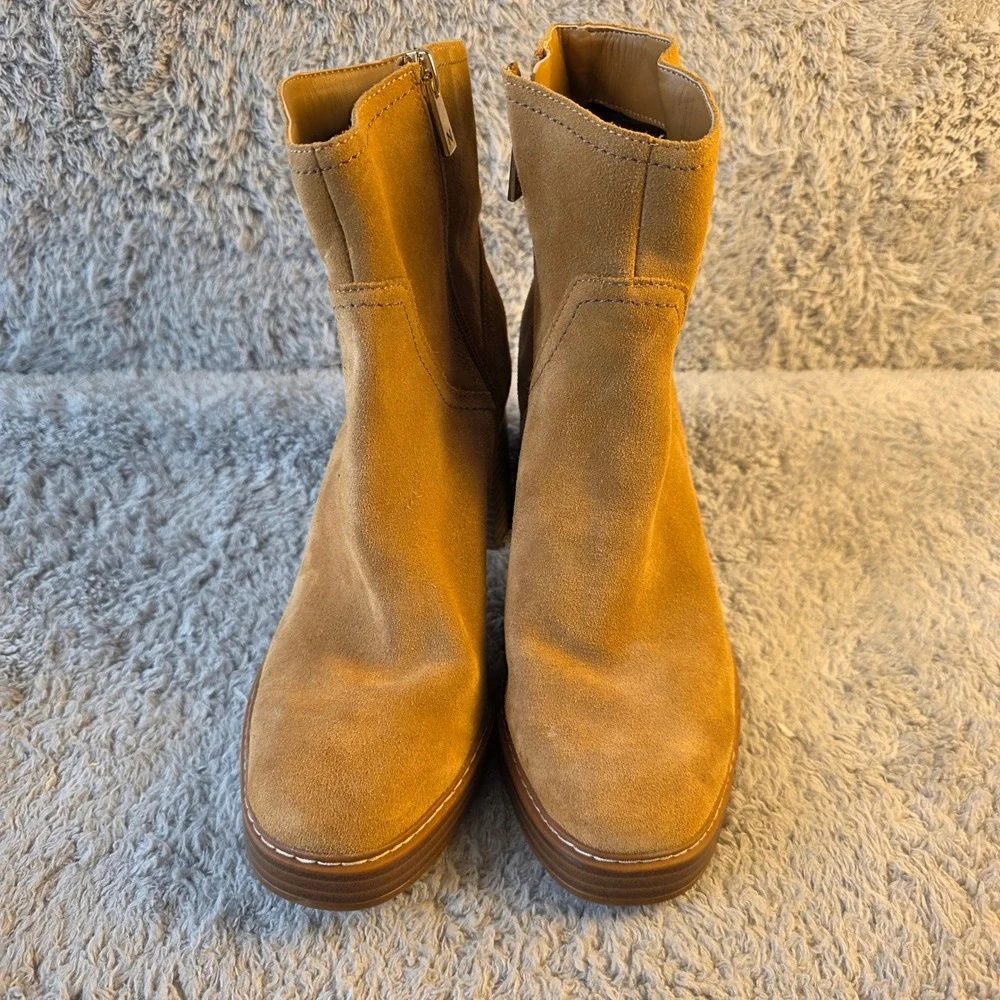 Naturalizer Orlean Suede Leather Ankle Boots Booties Caramel Brown Women 8.5 NEW